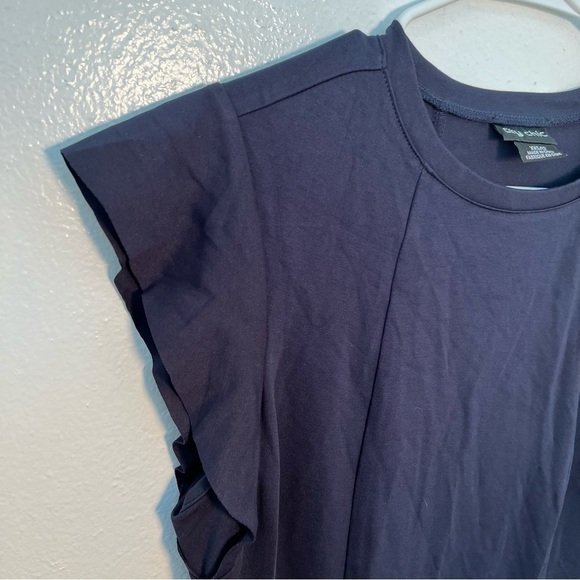 City Chic Aubree Frill Shoulder Dress Navy Blue - Picture 6 of 11